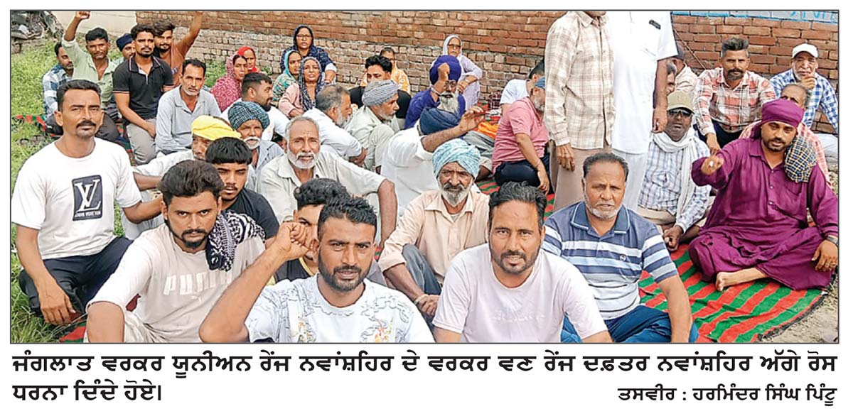 ਜੰਗਲਾਤ ਵਰਕਰਜ਼ ਯੂਨੀਅਨ ਵੱਲੋਂ ਵਣ ਰੇਂਜ ਦਫਤਰ ਨਵਾਂਸ਼ਹਿਰ ਮੂਹਰੇ ਰੋਸ ਧਰਨਾ