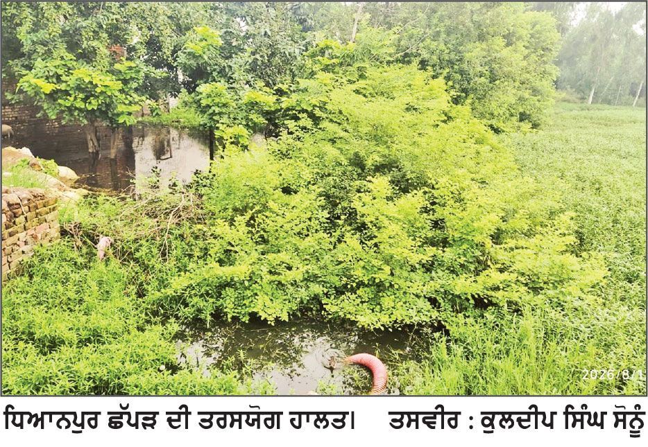ਛੱਪੜ ਦੀ ਸੰਭਾਲ ਲਈ ਲੱਖਾਂ ਦੀ ਲਾਗਤ ਨਾਲ ਬਣਾਏ ਚੁਬੱਚੇ ਅਤੇ ਮੋਟਰ ਨੂੰ ਨੁਕਸਾਨ ਪਹੁੰਚਾਇਆ
ਧਿਆਨਪੁਰ ਦੇ ਸਰਪੰਚ ਨੇ ਕੀਤੀ ਪ੍ਰਸ਼ਾਸਨ ਨੂੰ ਸ਼ਿਕਾਇਤ
