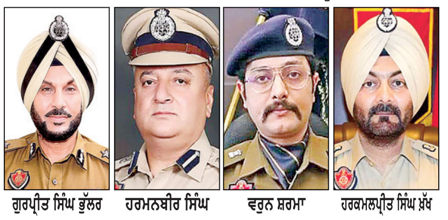 8 ਆਈ.ਪੀ.ਐਸ. ਤੇ 12 ਪੀ.ਪੀ.ਐਸ. ਅਧਿਕਾਰੀਆਂ ਦੇ ਤਬਾਦਲੇ
* ਗੁਰਪ੍ਰੀਤ ਸਿੰਘ ਭੁੱਲਰ ਨੂੰ ਆਈ. ਜੀ. ਬਾਰਡਰ ਰੇਂਜ਼ ਲਗਾਇਆ * 6 ਜ਼ਿਲ੍ਹਿਆਂ ਦੇ ਐਸ. ਐਸ. ਪੀ. ਲਗਾਏ
